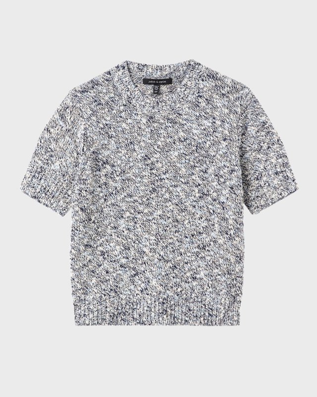 Leon Heathered Short-Sleeve Crewneck Pullov